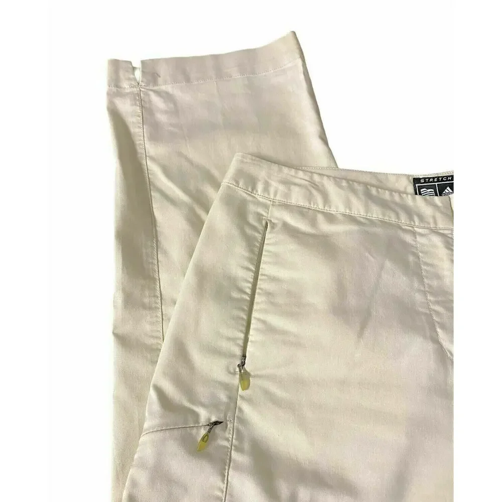 Adidas Women's Ivory Sz 8 Capri Pant Golf Club Slim Fit Stretch Pockets Chino
